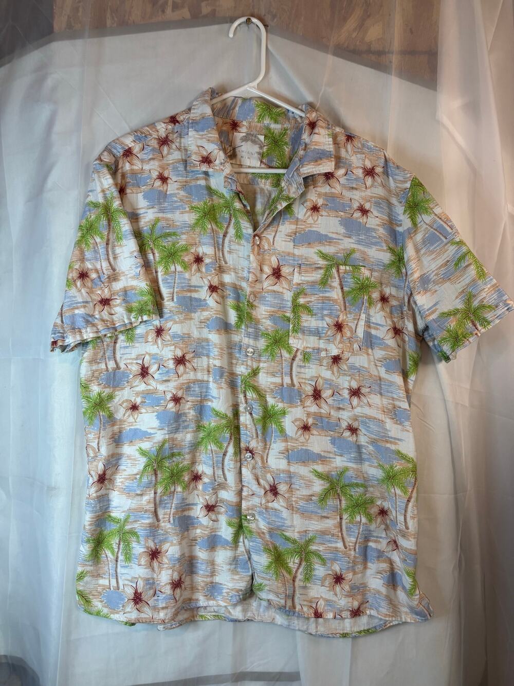 Amiani Tropical Floral Multicolor Button Down Size Extra Large